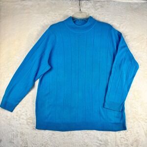 Roamans Womens Turquoise Ribbed Mock Neck Sweater Size‎ L Acrylic